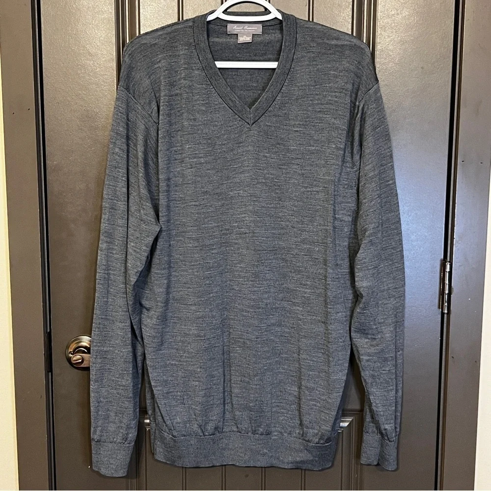 Daniel Cremieux Gray Merino Wool V Neck Sweater Extra Large